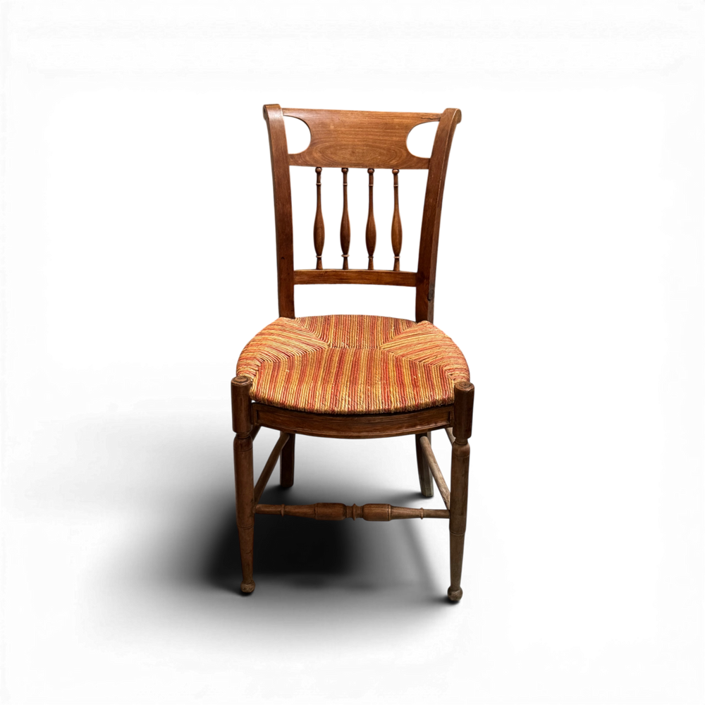 Set of 6 striped rush woven chairs