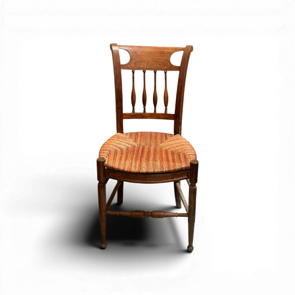 Set of 6 striped rush woven chairs