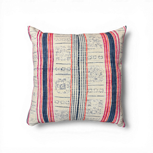 Vintage Fabric Pillow 21.5" x 21"