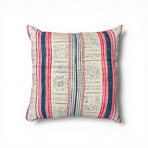 Vintage Fabric Pillow 21.5" x 21"