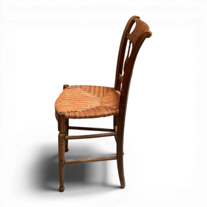 Set of 6 striped rush woven chairs