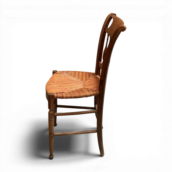 Set of 6 striped rush woven chairs