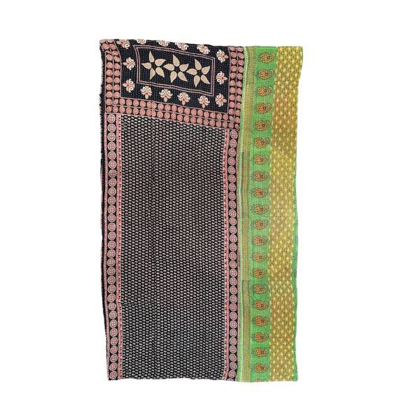 Block Print Quilt • Small - Black/Green Multicolored