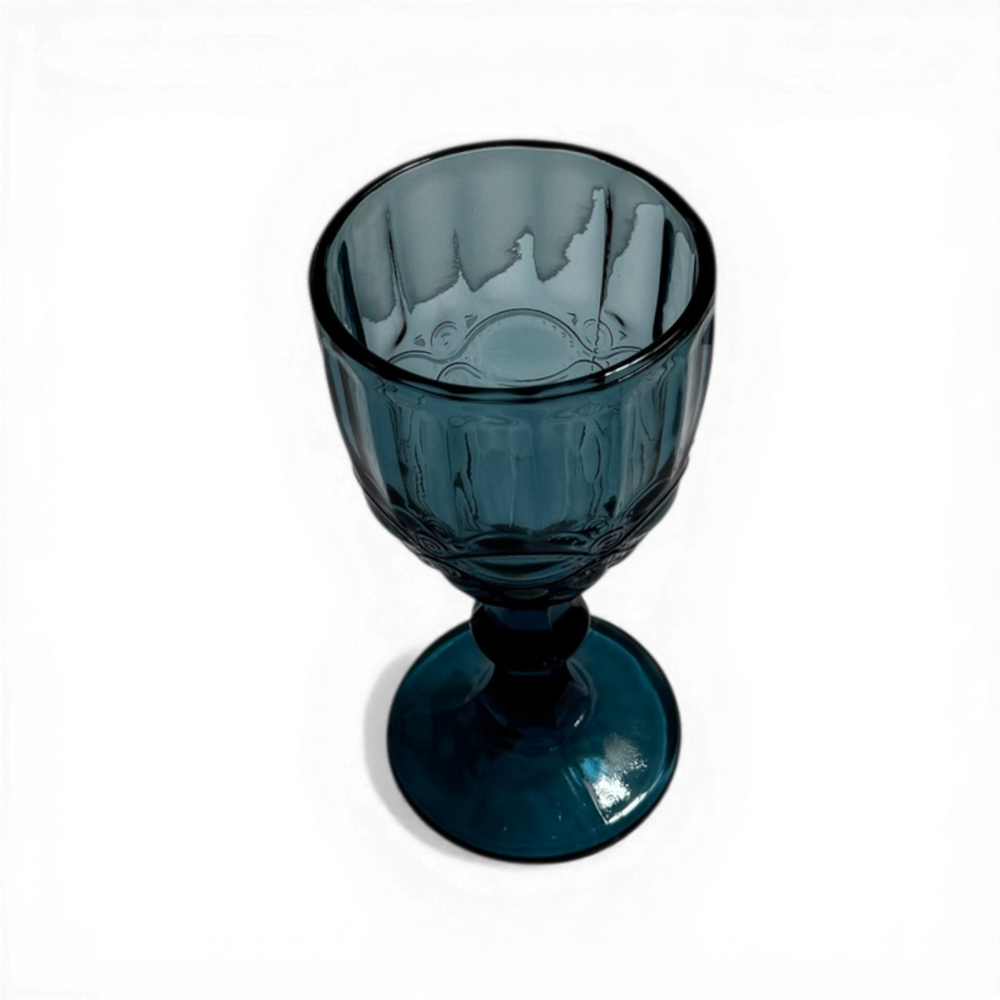 Blue Embossed Retro Wine Glasses