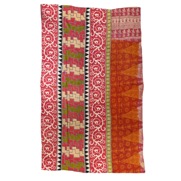 Block Print Quilt • Large - Red/Orange Multicolored