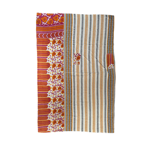 Block Print Quilt • Large, Pink/Orange Multicolored