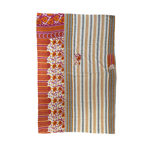Block Print Quilt • Large, Pink/Orange Multicolored