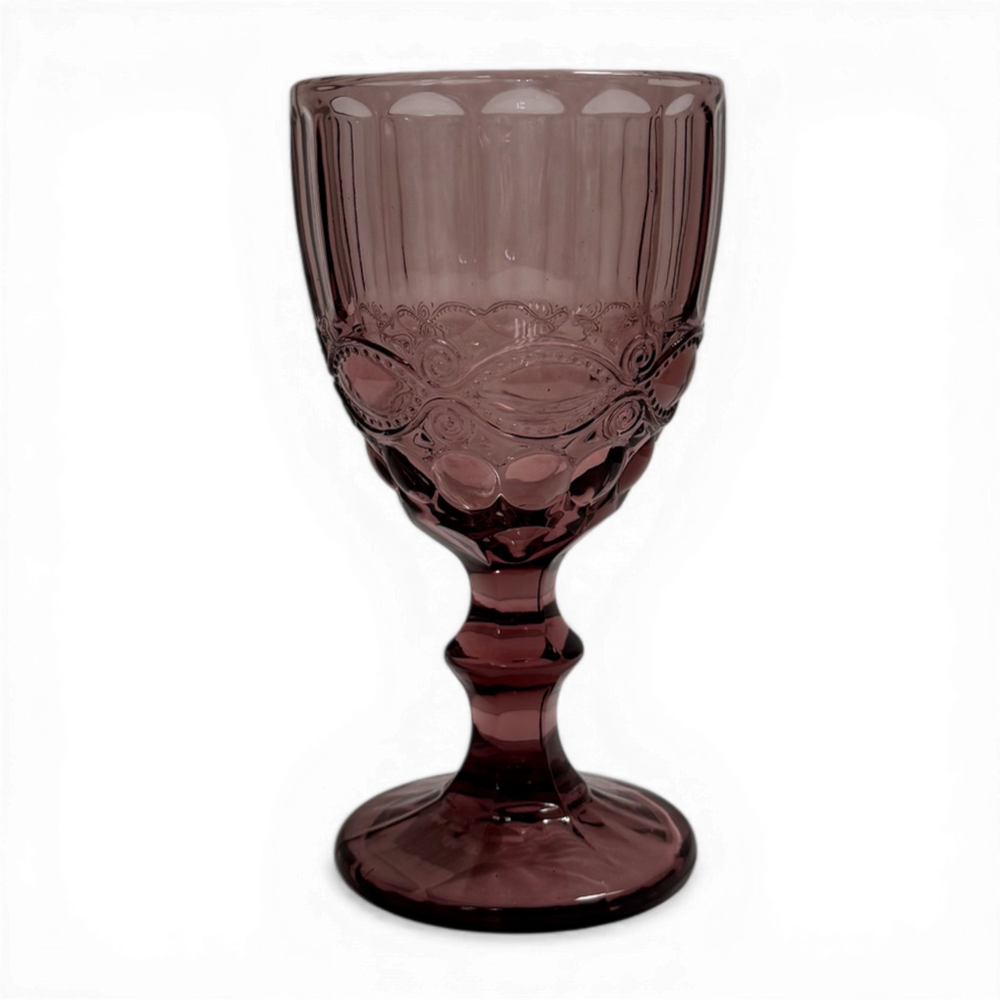 Purple Embossed Retro Wine Glasses