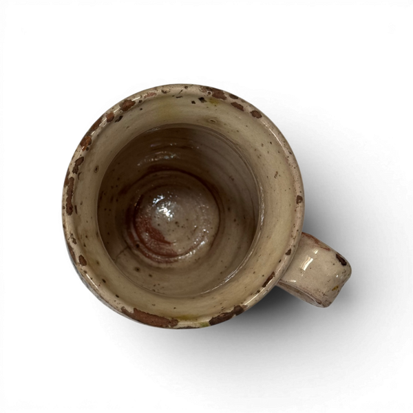 Small Vintage Painted Folk Jug - 5.5" Cream w/ Multicolor