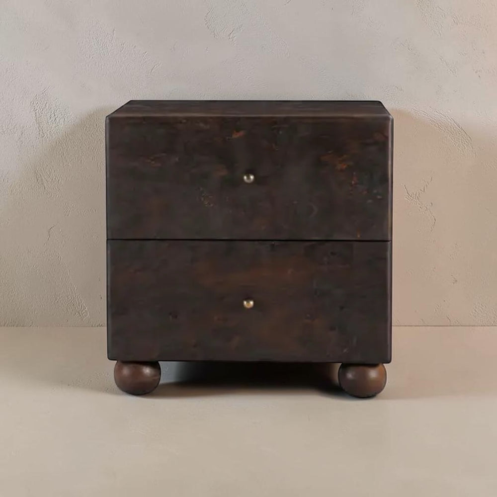 Dark Burl Wood Nightstand