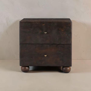 Dark Burl Wood Nightstand