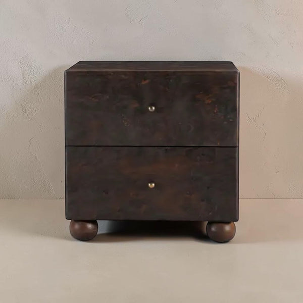 Dark Burl Wood Nightstand
