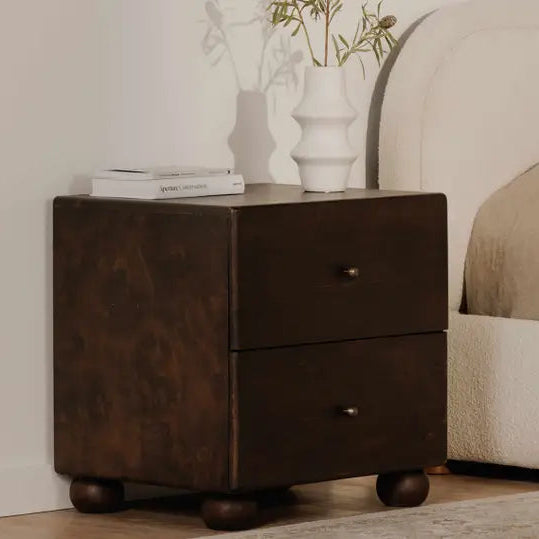 Dark Burl Wood Nightstand