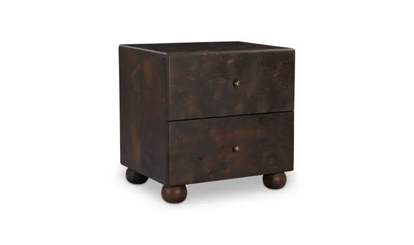 Dark Burl Wood Nightstand