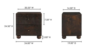 Dark Burl Wood Nightstand