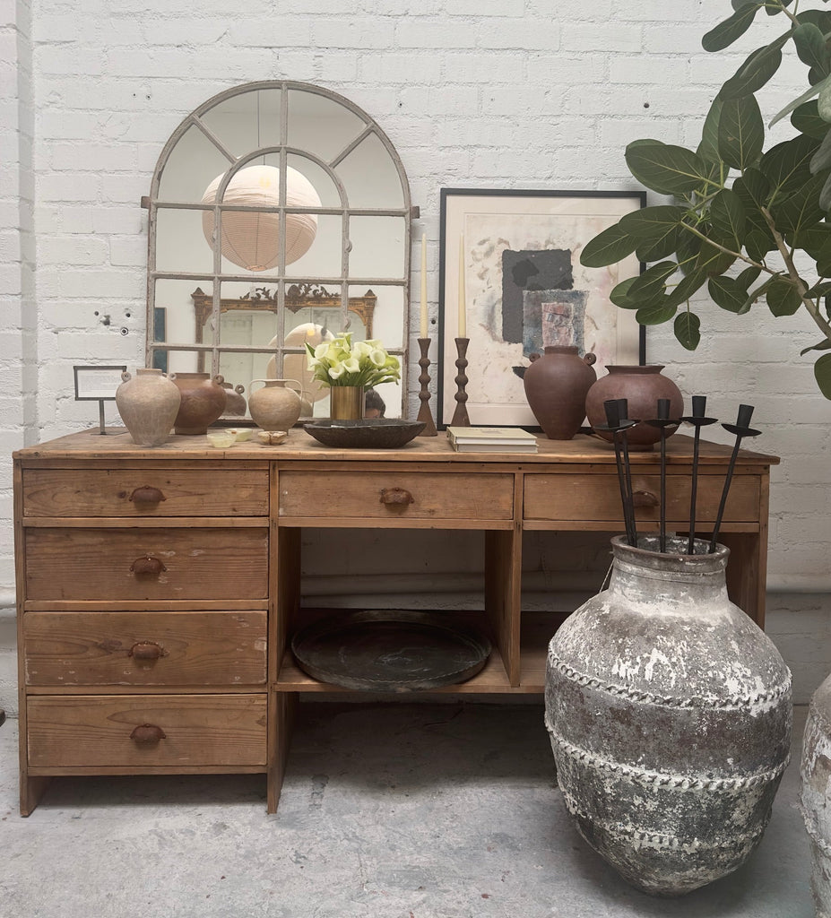 vintage wood sideboard in los angeles interior design showroom