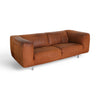 Two seater leather sofa with metal legs