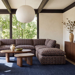 Cates Ottoman, Navy and Brown