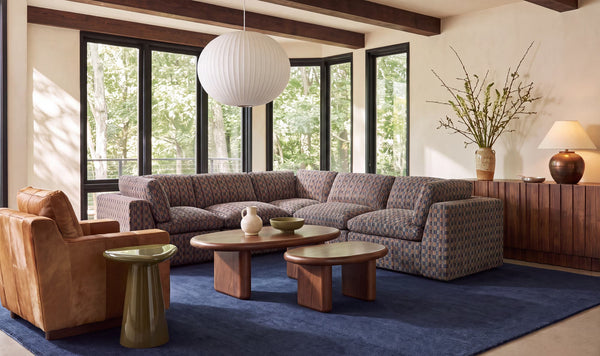 Cates Classic L Modular Sectional Navy and Brown