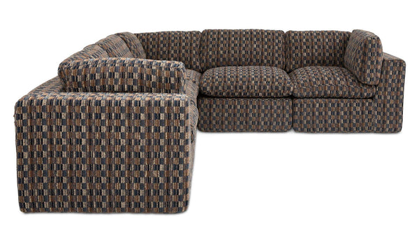 Cates Classic L Modular Sectional Navy and Brown