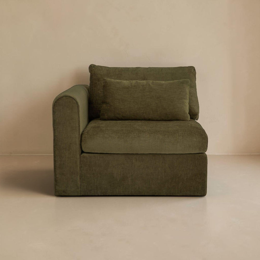 Modular Left-Arm Facing Chair Dark Green