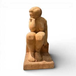 Vintage Hand-Carved Wood Statue