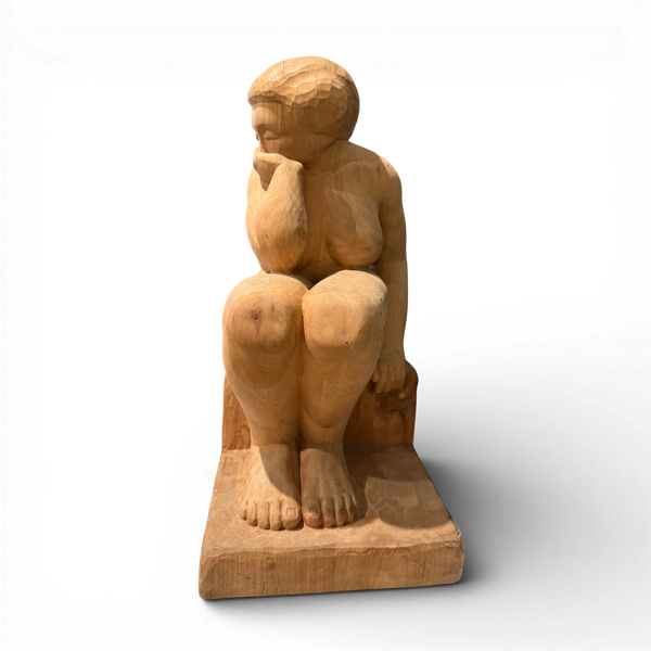 Vintage Hand-Carved Wood Statue