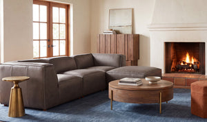 Form Lounge Modular Sectional Slate Brown Leather