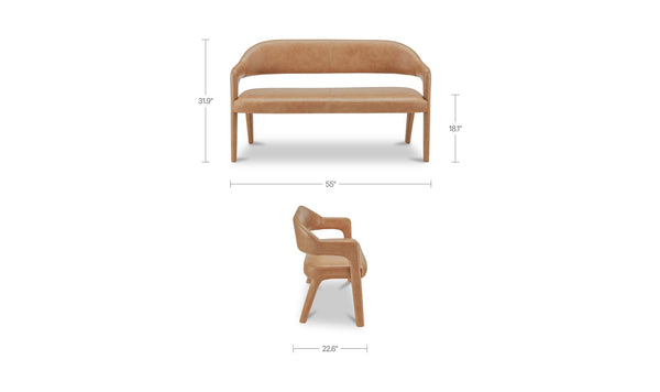Martens Dining Bench Tan Leather