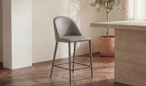 Burton Counter Stool Grey Vegan Leather