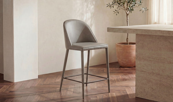 Burton Counter Stool Grey Vegan Leather