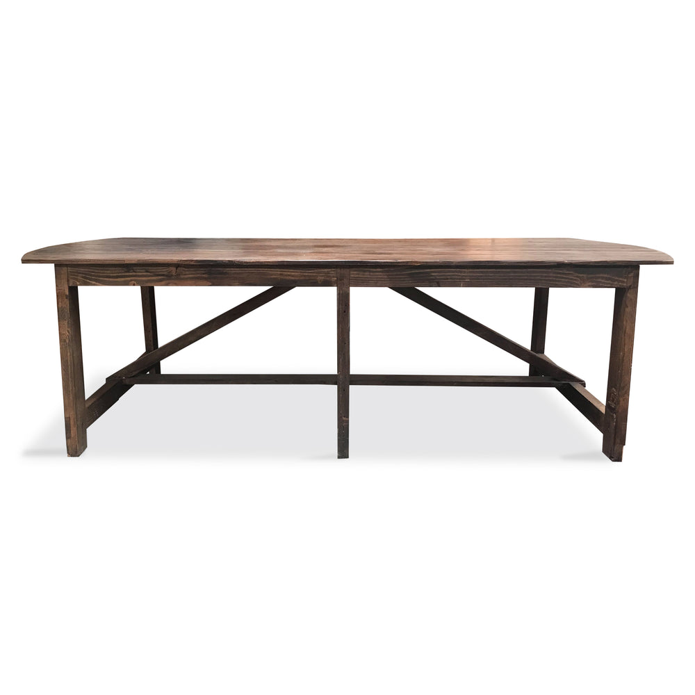 Reclaimed wood table with trestle base