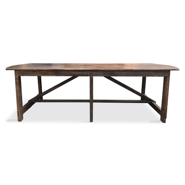 Reclaimed wood table with trestle base