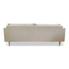 Back side of Blanche custom MCM sofa upholstered in natural linen fabric
