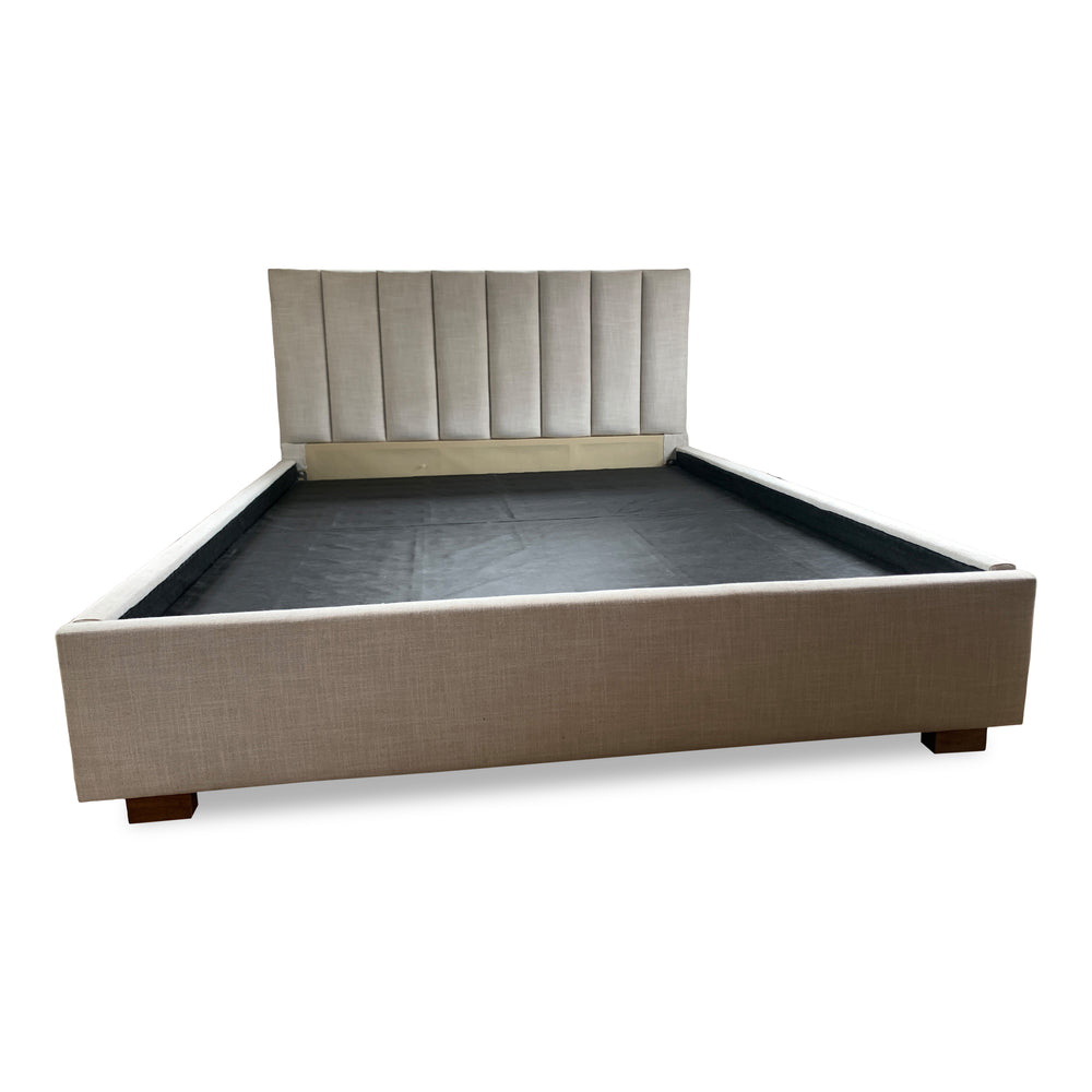 custom bed frame with upholstered high back in california king