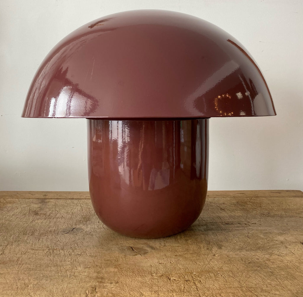 Maroon mushroom table lamp