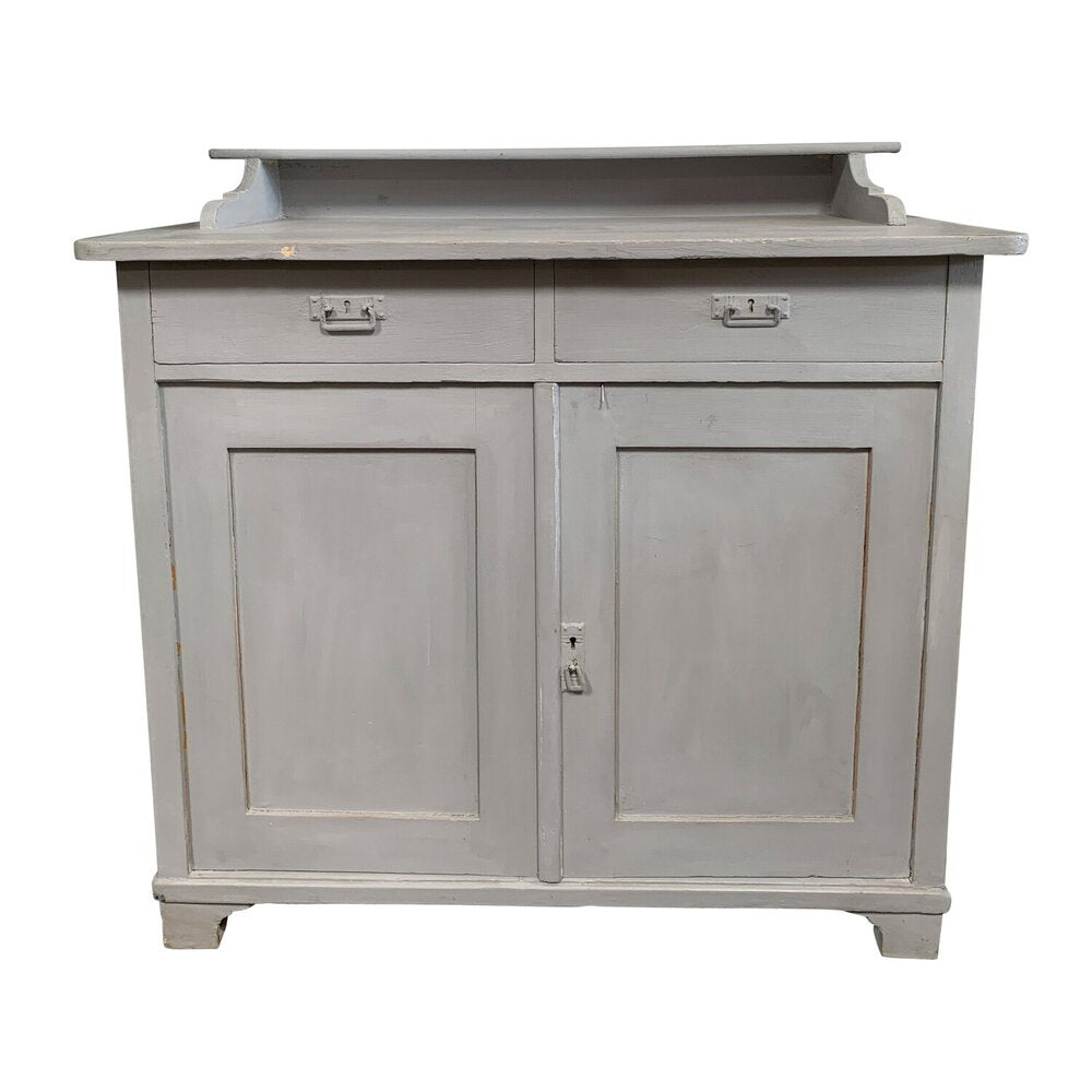Vintage French Light Grey Storage Cabinet 40”W x 19”D x 39”H