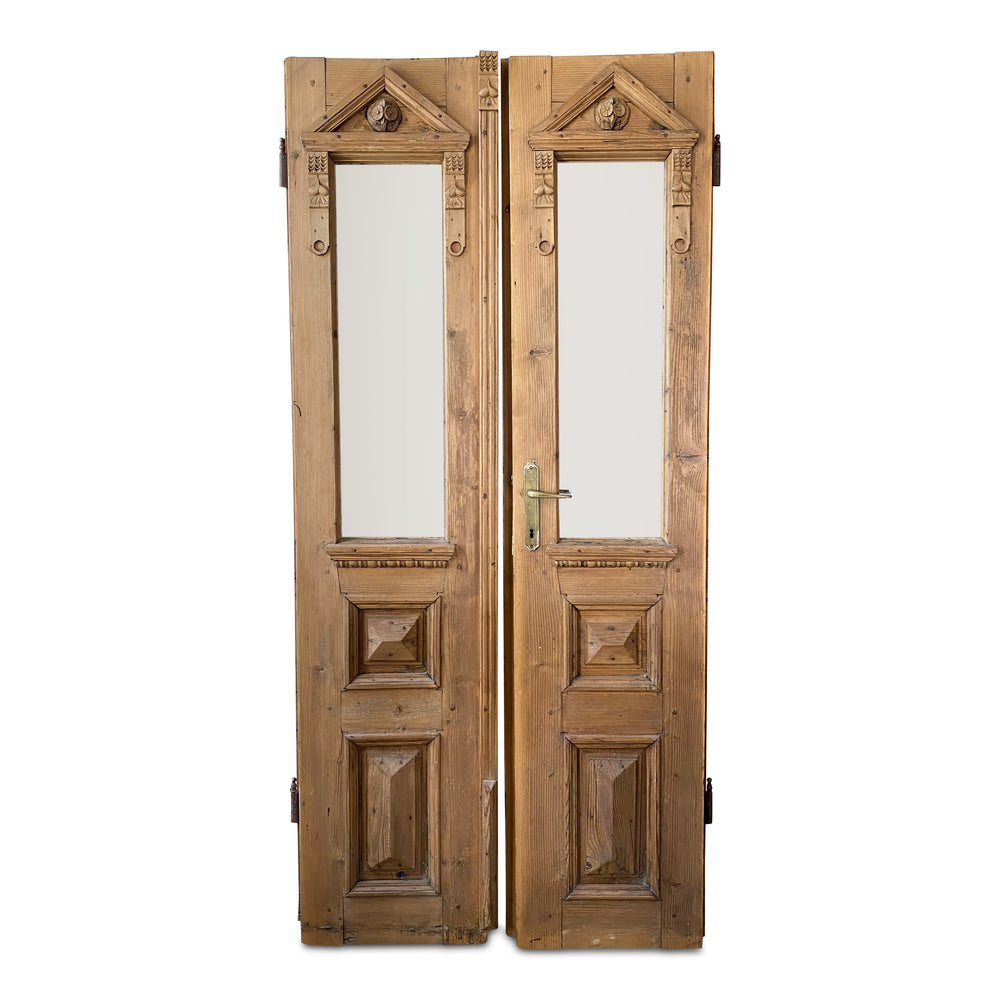 Antique French Wood Doors with Glass Panels