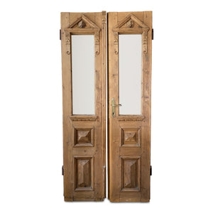Antique French Wood Doors with Glass Panels