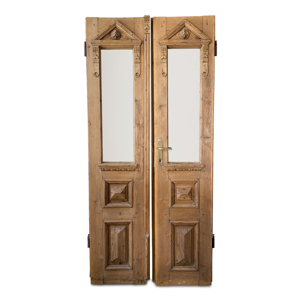 Antique French Wood Doors with Glass Panels