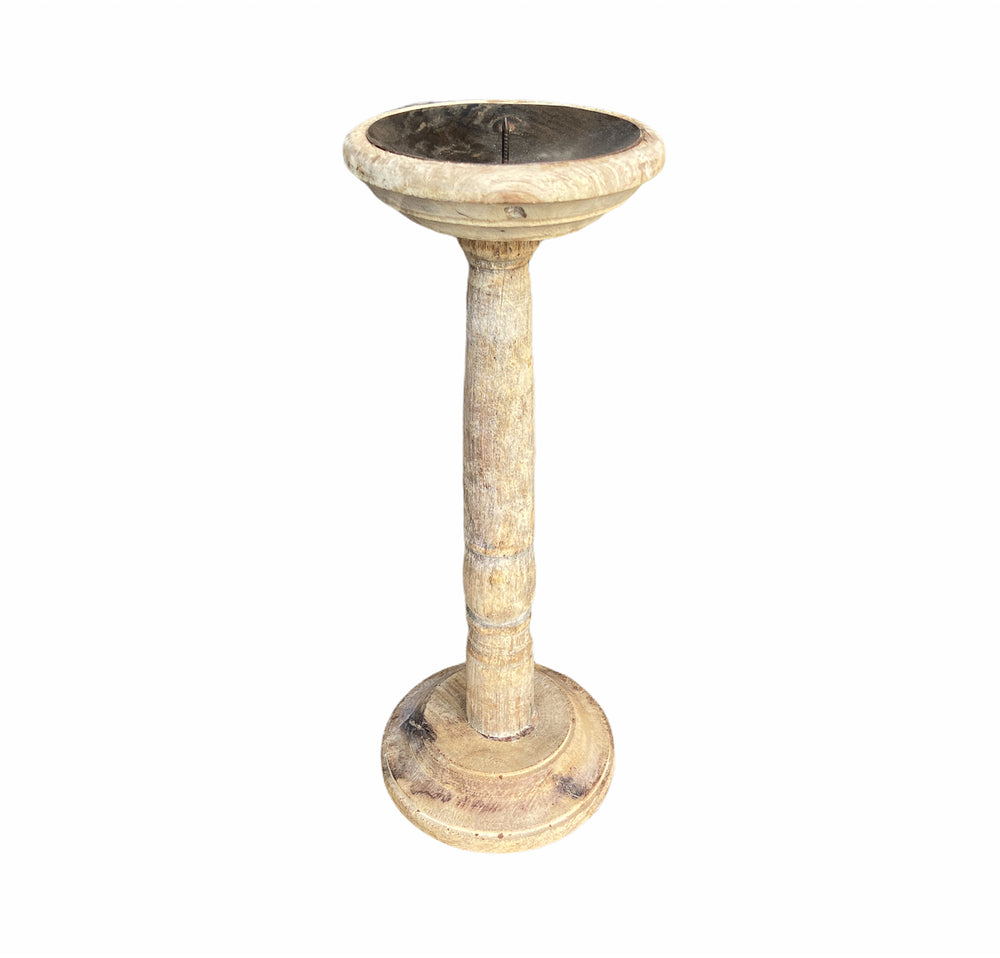 Vintage Turned Wood Candlestick Holders