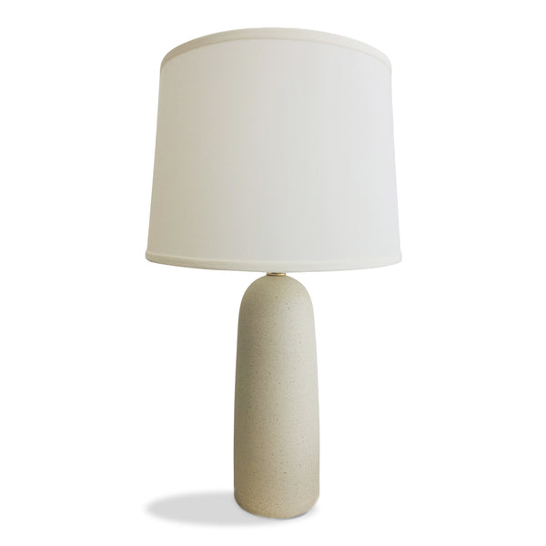 Cream ceramic table lamp with large shade. 