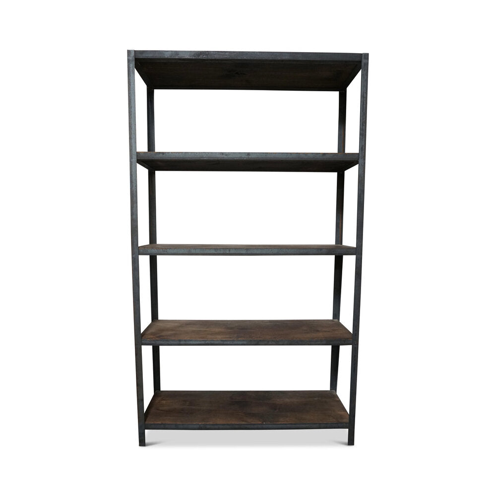 Industrial Wood and Metal Shelf 48 1/2"W x 14"D x 84"H