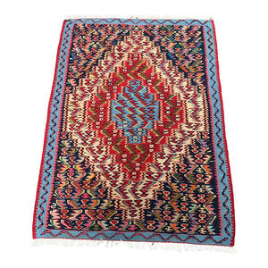 Senneh Wool Flat Weave Blue Rug  • 41” x 28”